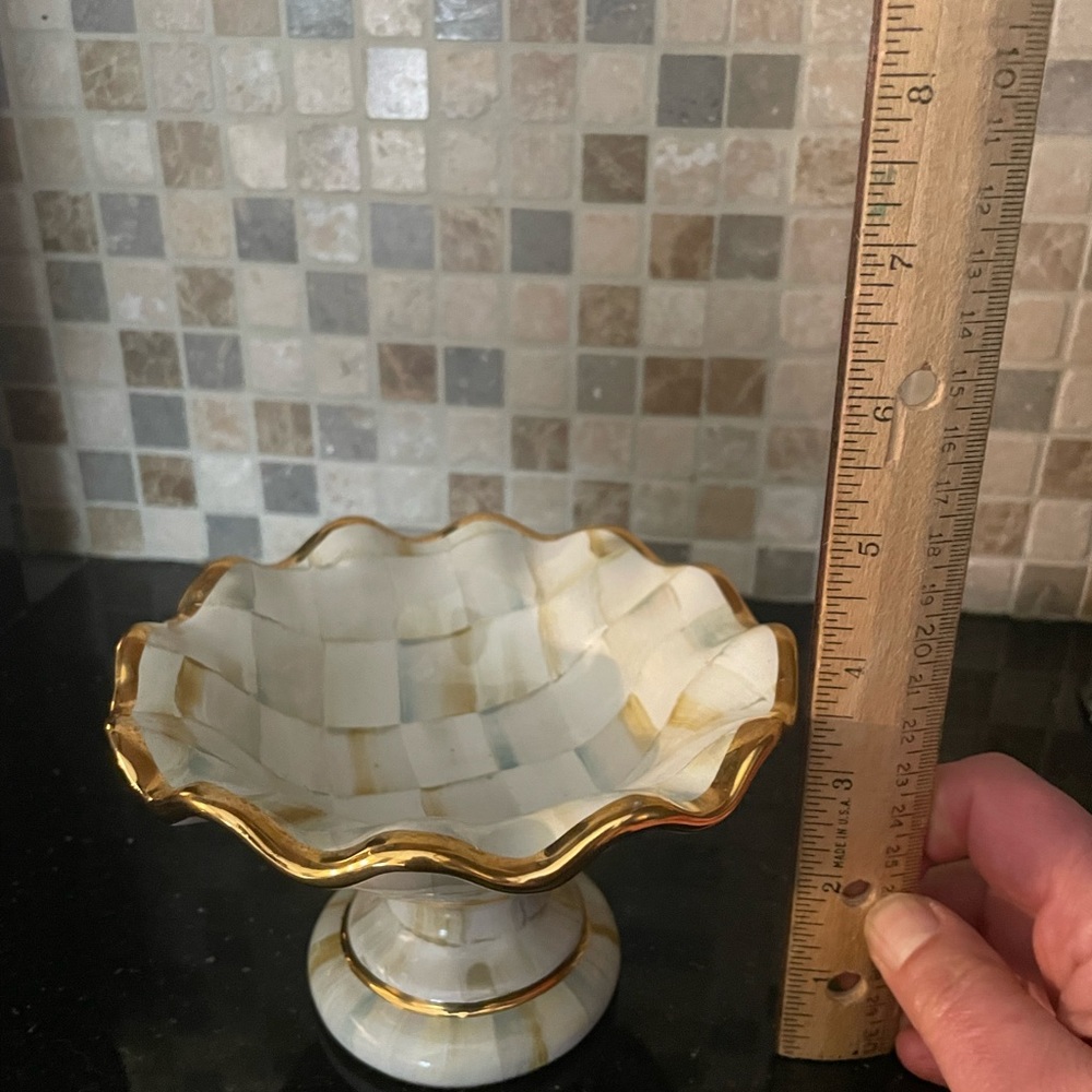 MacKenzie Childs Small Parchment Ceramic Compote - Rarest of the Rare! - Picture 14 of 16